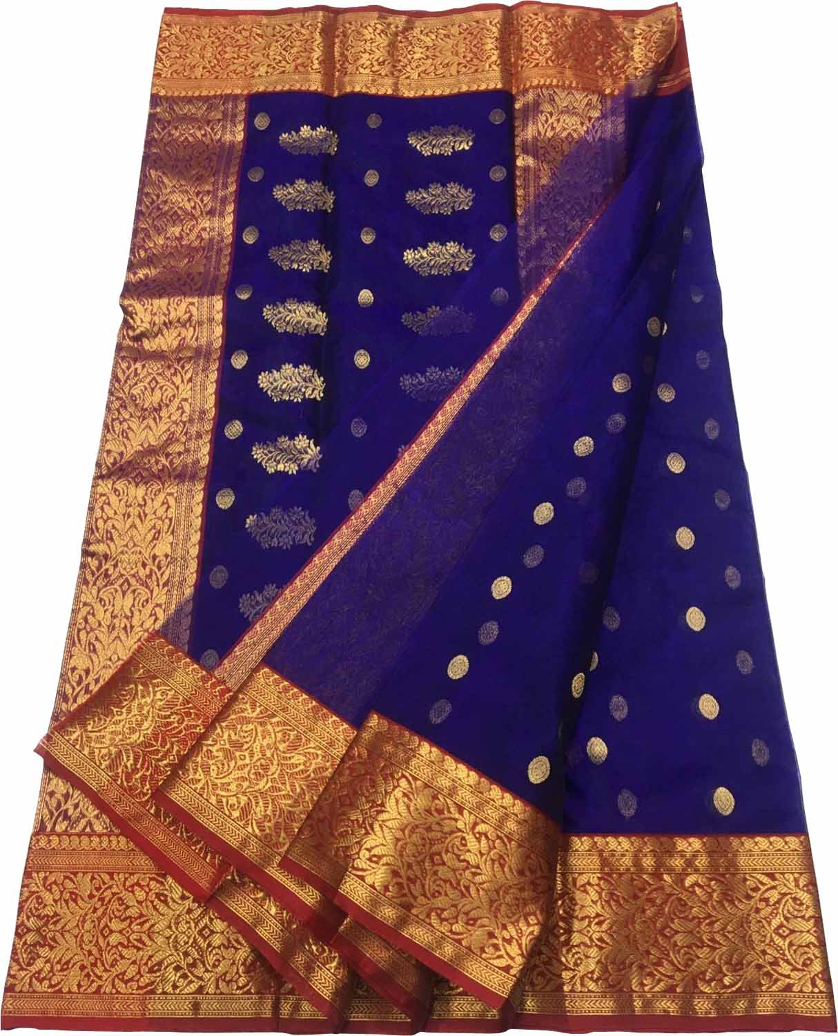 Blue Chanderi Handloom Pure Katan Silk Saree - Luxurion World