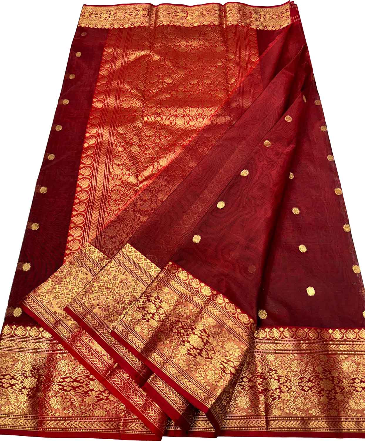 Elegant Maroon Chanderi Silk Saree - Luxurion World