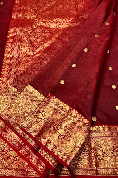 Elegant Maroon Chanderi Silk Saree - Luxurion World