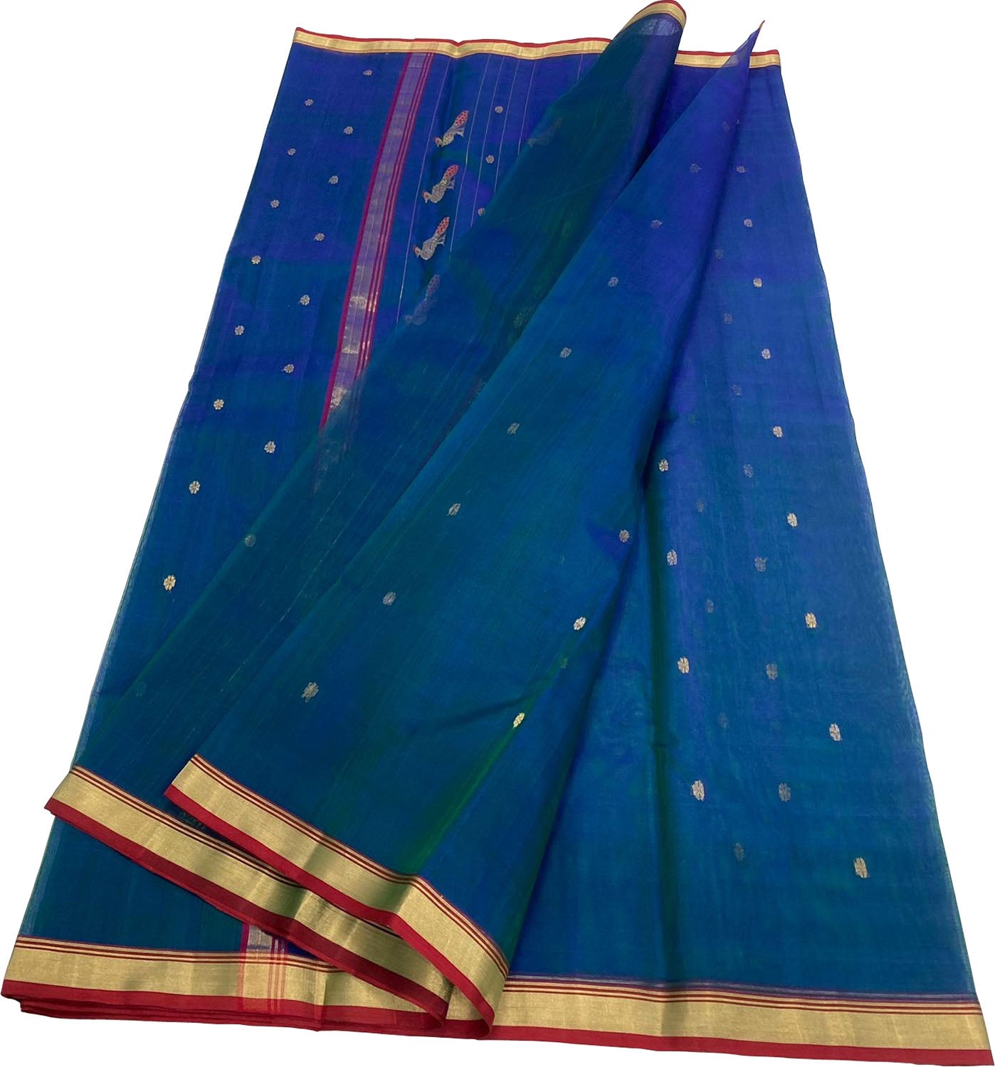 Green Chanderi Handloom Pure Katan Silk Saree - Luxurion World