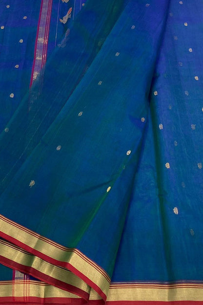 Green Chanderi Handloom Pure Katan Silk Saree - Luxurion World