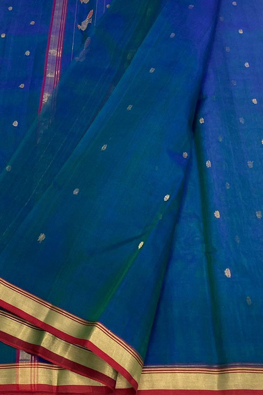 Green Chanderi Handloom Pure Katan Silk Saree - Luxurion World