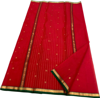 Exquisite Red Chanderi Handloom Silk Saree - Luxurion World