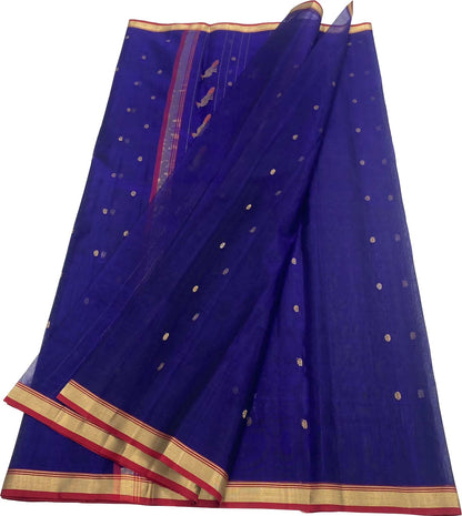 Elegant Blue Chanderi Handloom Silk Saree - Luxurion World