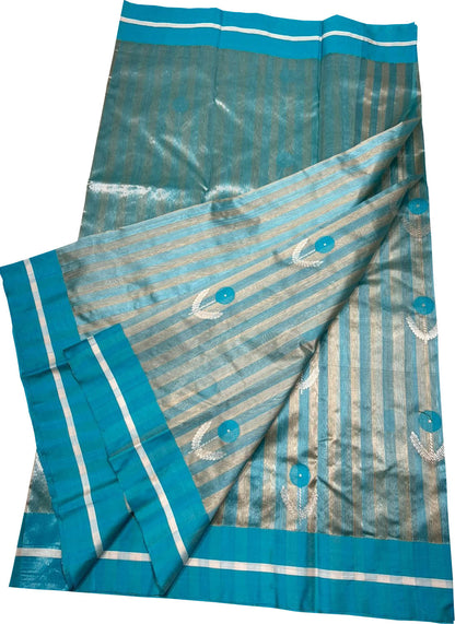 Blue Chanderi Handloom Silk Saree - Elegant and Pure - Luxurion World