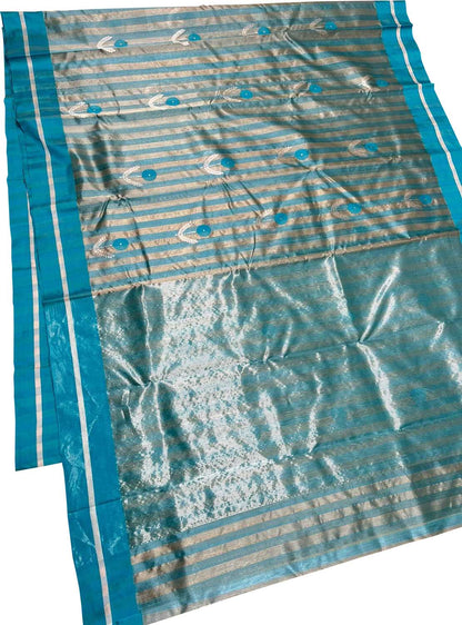 Blue Chanderi Handloom Silk Saree - Elegant and Pure - Luxurion World
