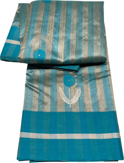 Blue Chanderi Handloom Silk Saree - Elegant and Pure - Luxurion World