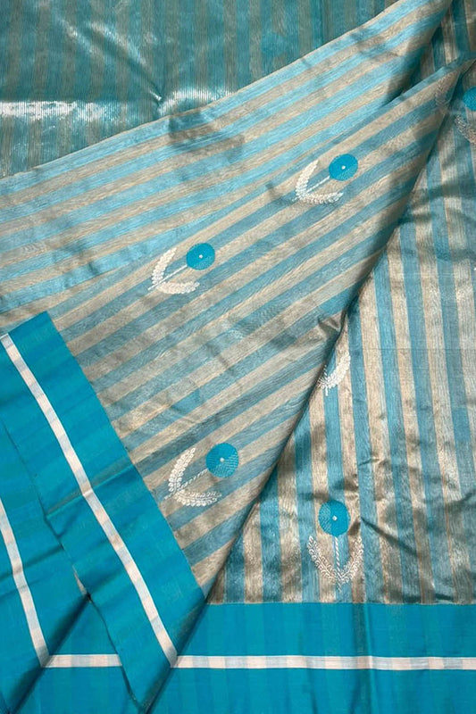 Blue Chanderi Handloom Silk Saree - Elegant and Pure - Luxurion World