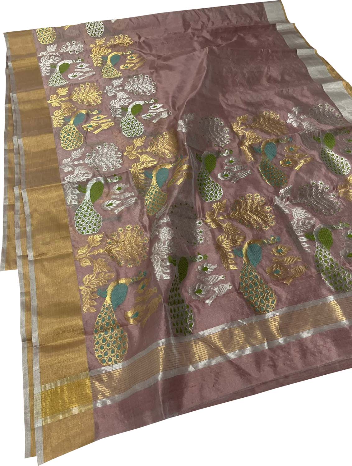 Exquisite Pink Chanderi Silk Saree - Handloom Beauty - Luxurion World