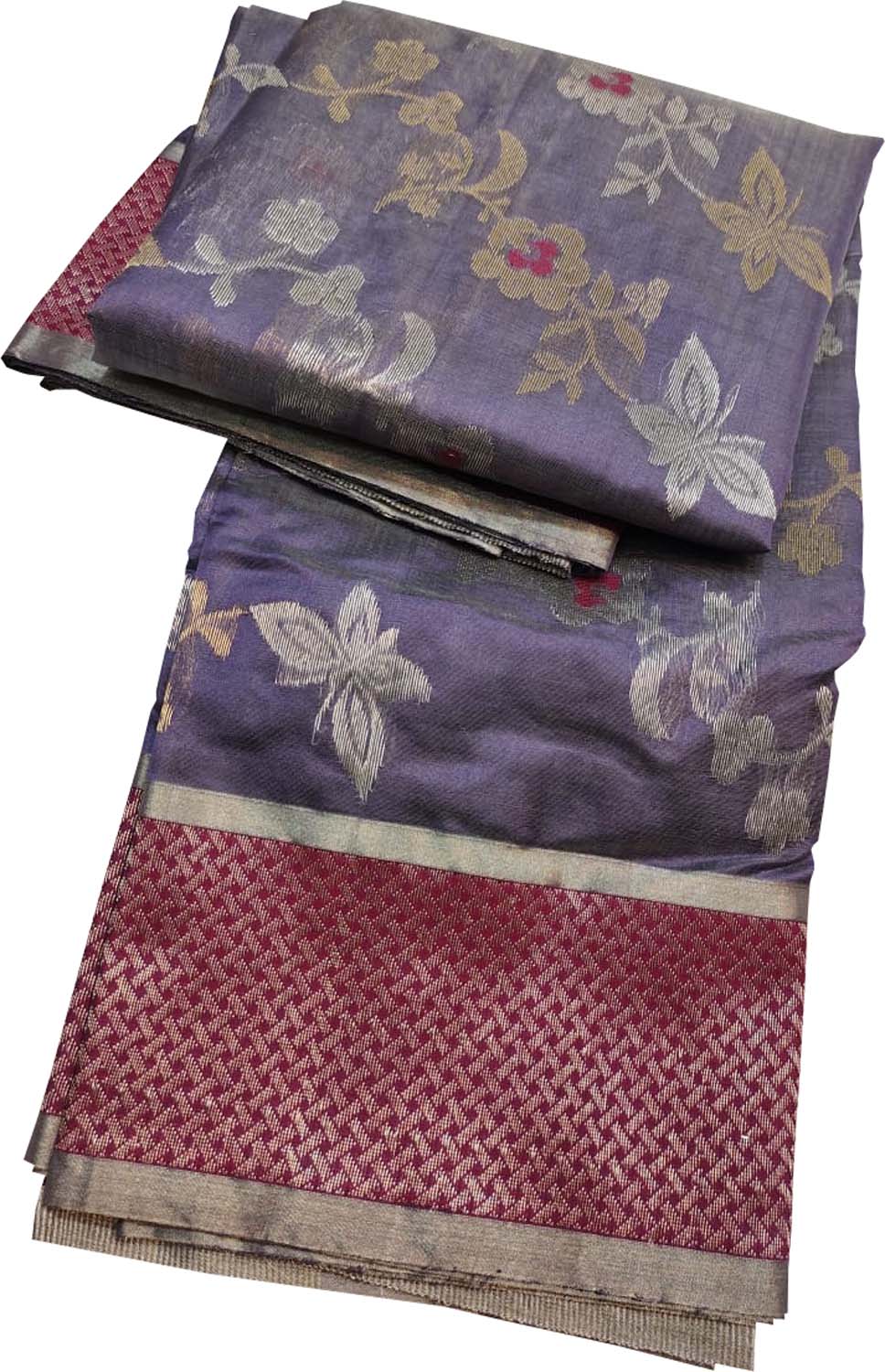 Exquisite Purple Chanderi Silk Saree - Handloom Beauty - Luxurion World
