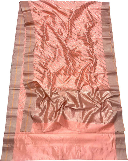 Peach Chanderi Handloom Silk Saree - Elegant and Luxurious - Luxurion World