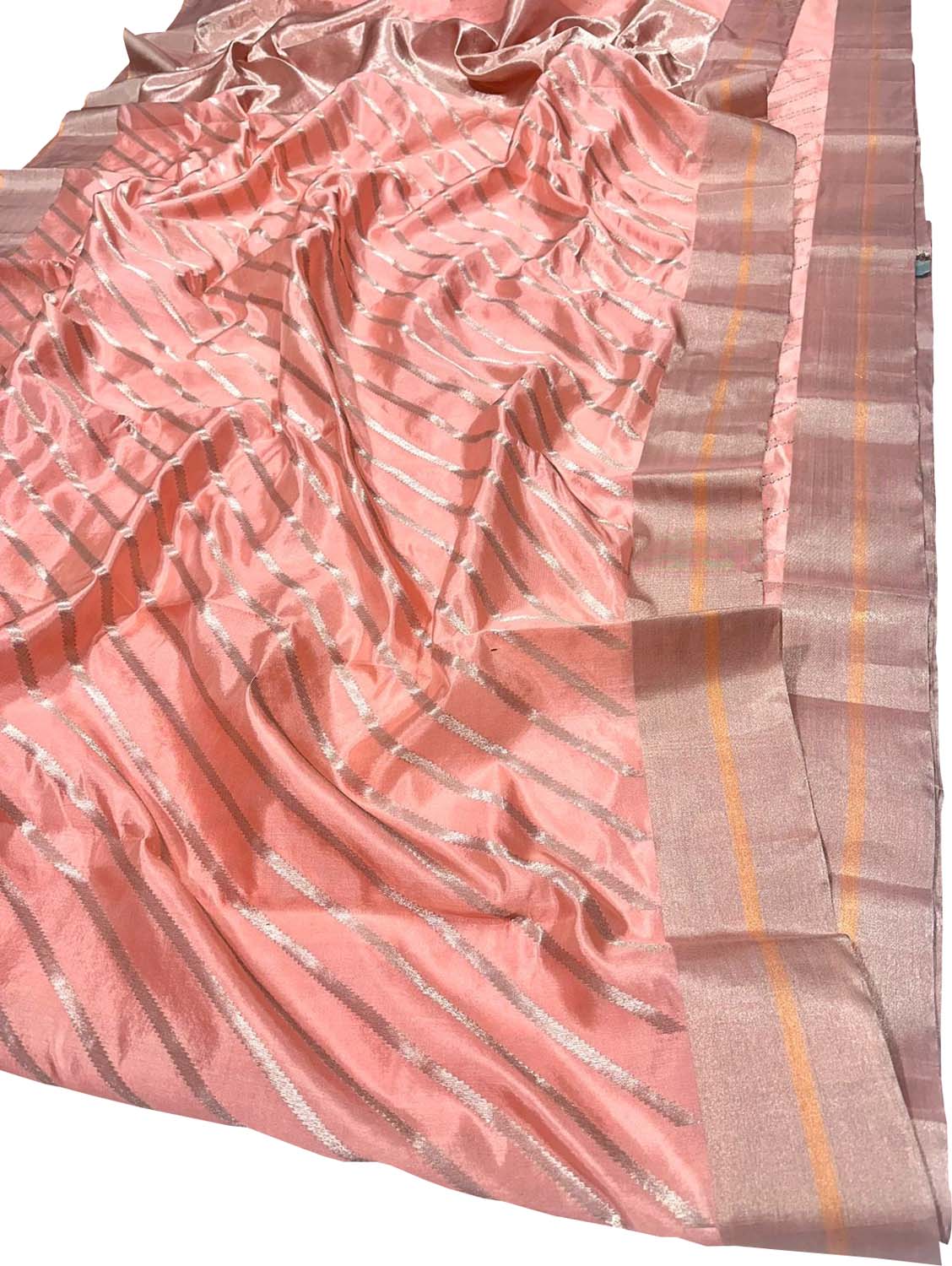 Peach Chanderi Handloom Silk Saree - Elegant and Luxurious - Luxurion World