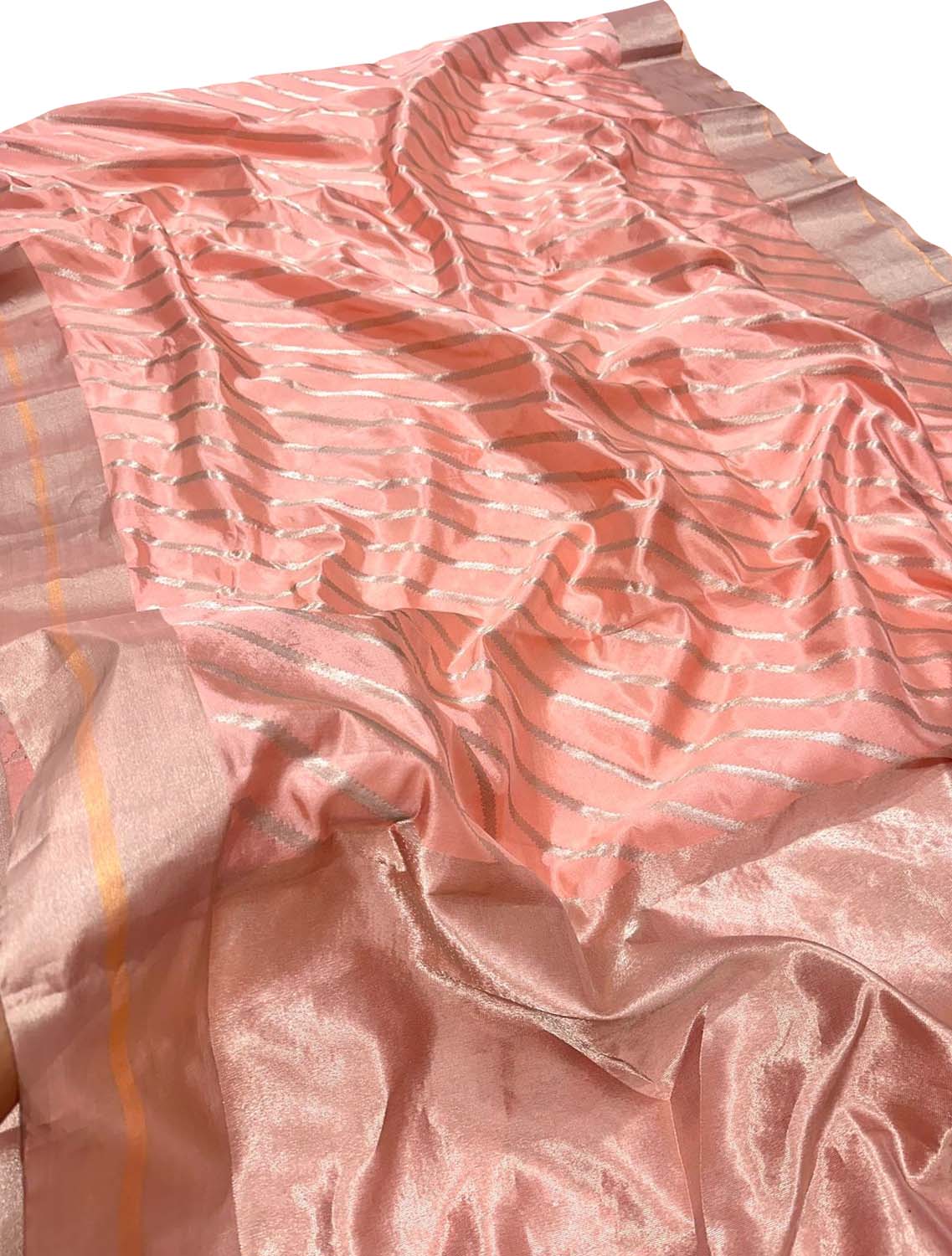 Peach Chanderi Handloom Silk Saree - Elegant and Luxurious - Luxurion World