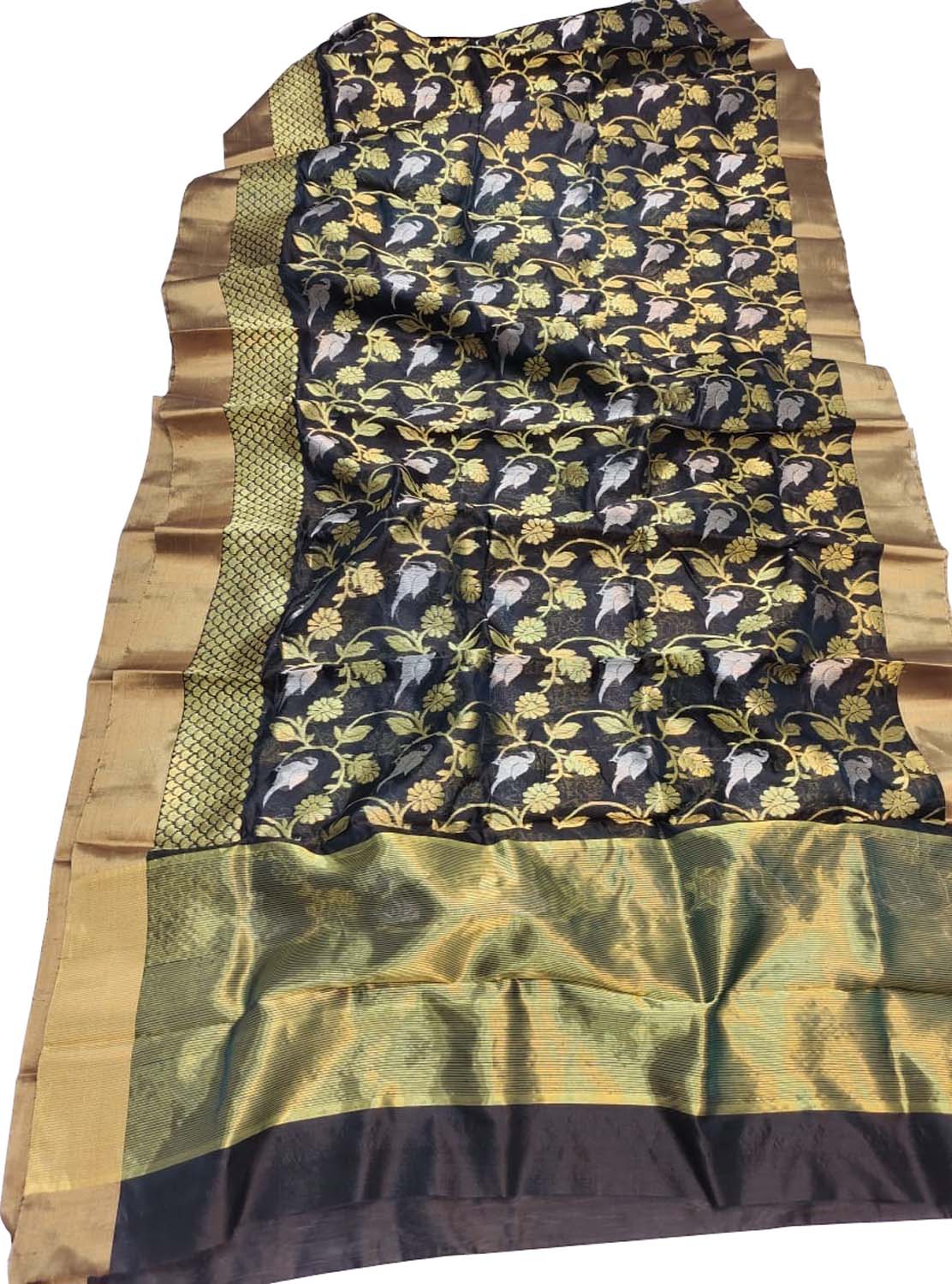 Elegant Black Chanderi Silk Saree - Luxurion World