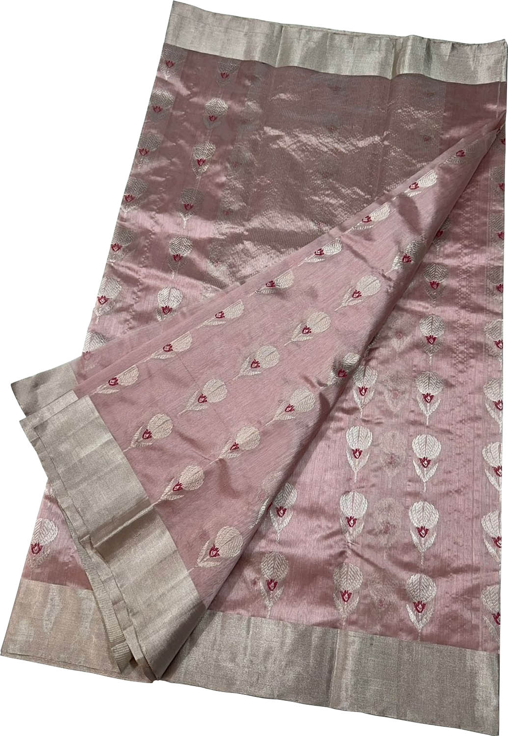 Beautiful Pink Chanderi Silk Saree - Luxurion World