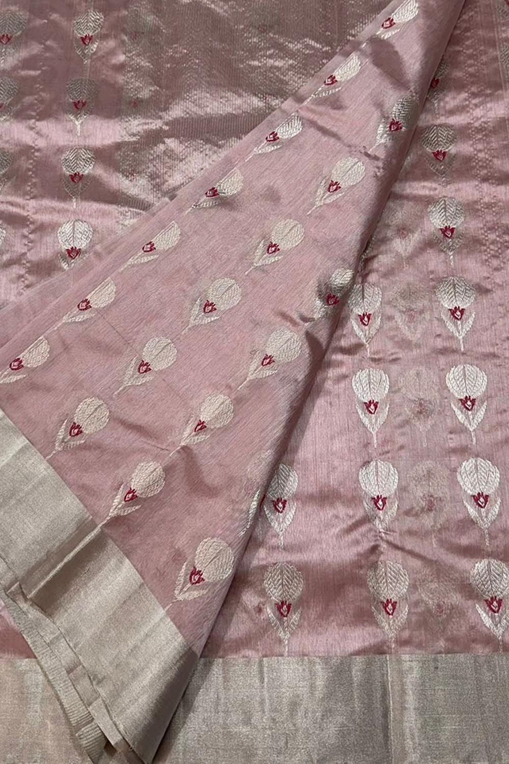 Beautiful Pink Chanderi Silk Saree - Luxurion World