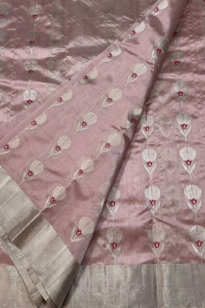 Beautiful Pink Chanderi Silk Saree - Luxurion World