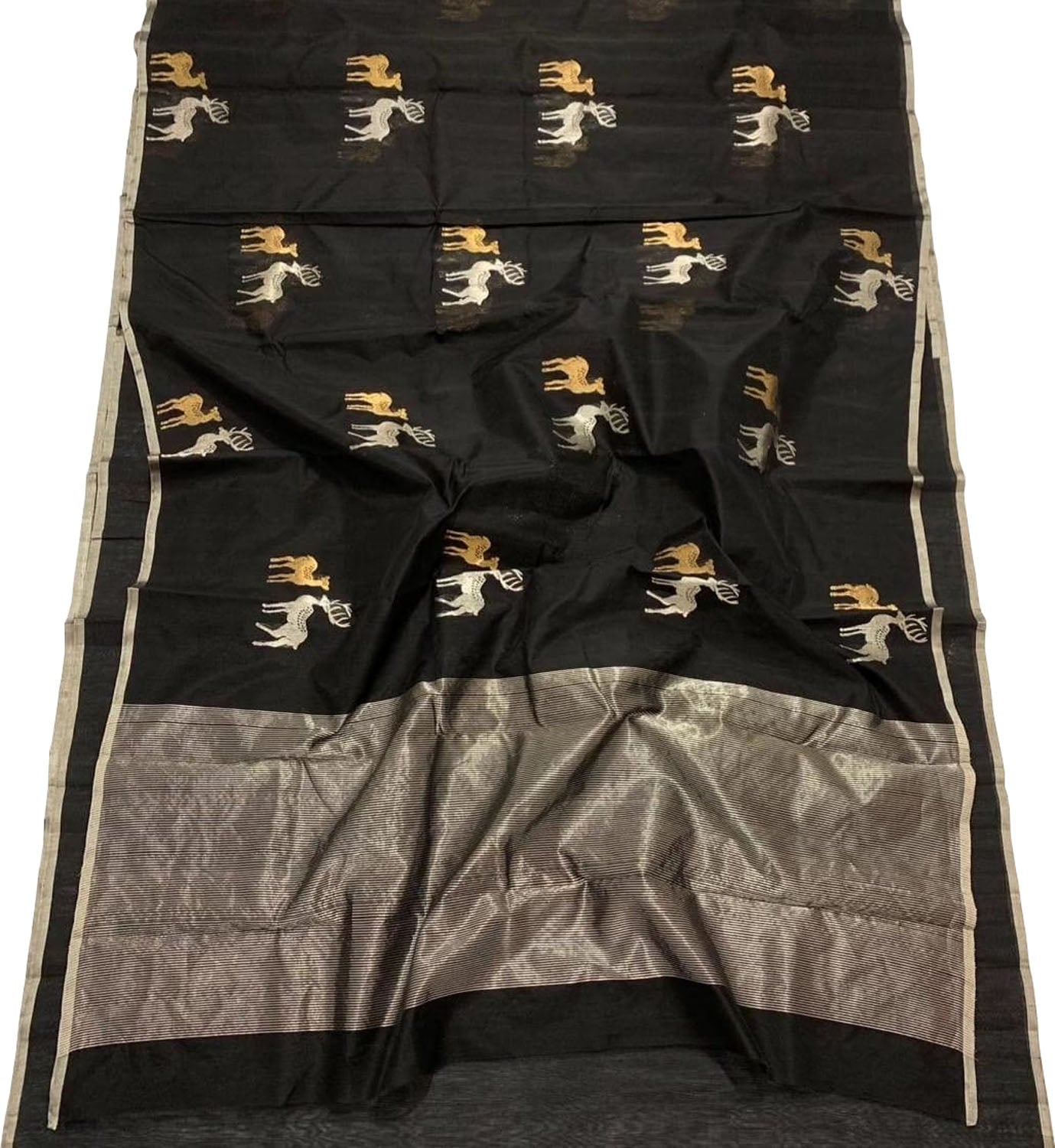 Elegant Black Chanderi Silk Saree - Luxurion World