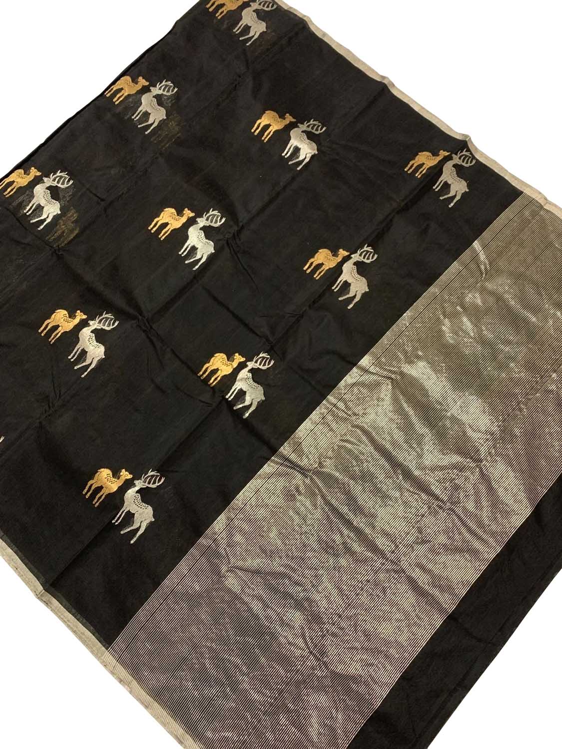 Elegant Black Chanderi Silk Saree - Luxurion World