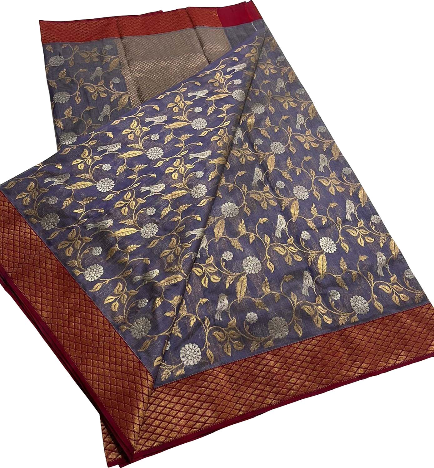 Exquisite Purple Chanderi Silk Saree - Handloom Beauty - Luxurion World