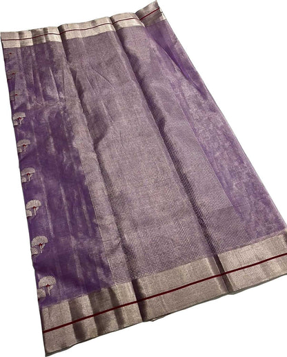 Exquisite Purple Chanderi Handloom Silk Saree - Luxurion World