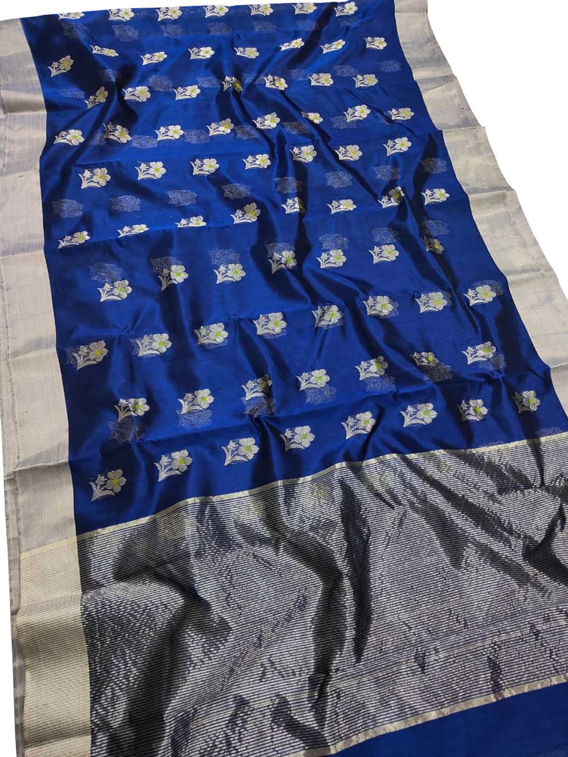 Blue Chanderi Handloom Silk Saree - Pure Elegance - Luxurion World