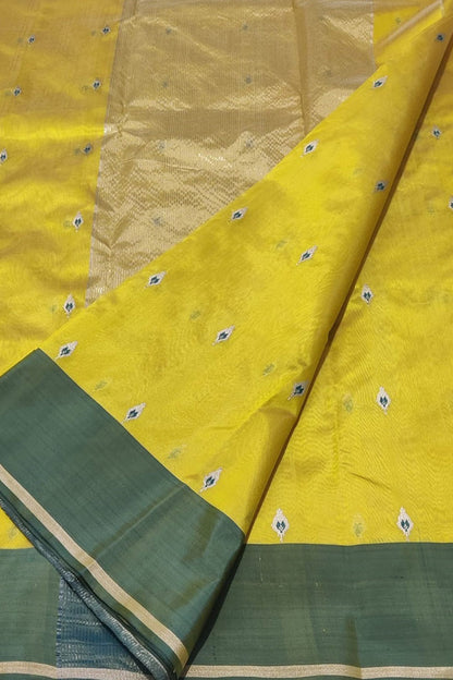 Yellow Chanderi Handloom Silk Saree - Pure Elegance - Luxurion World