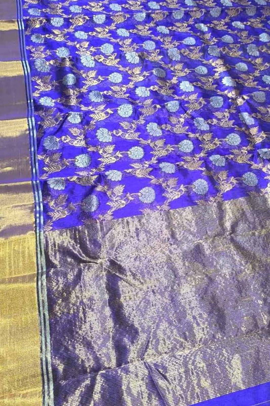 Elegant Purple Silk Saree: Chanderi Handloom - Luxurion World