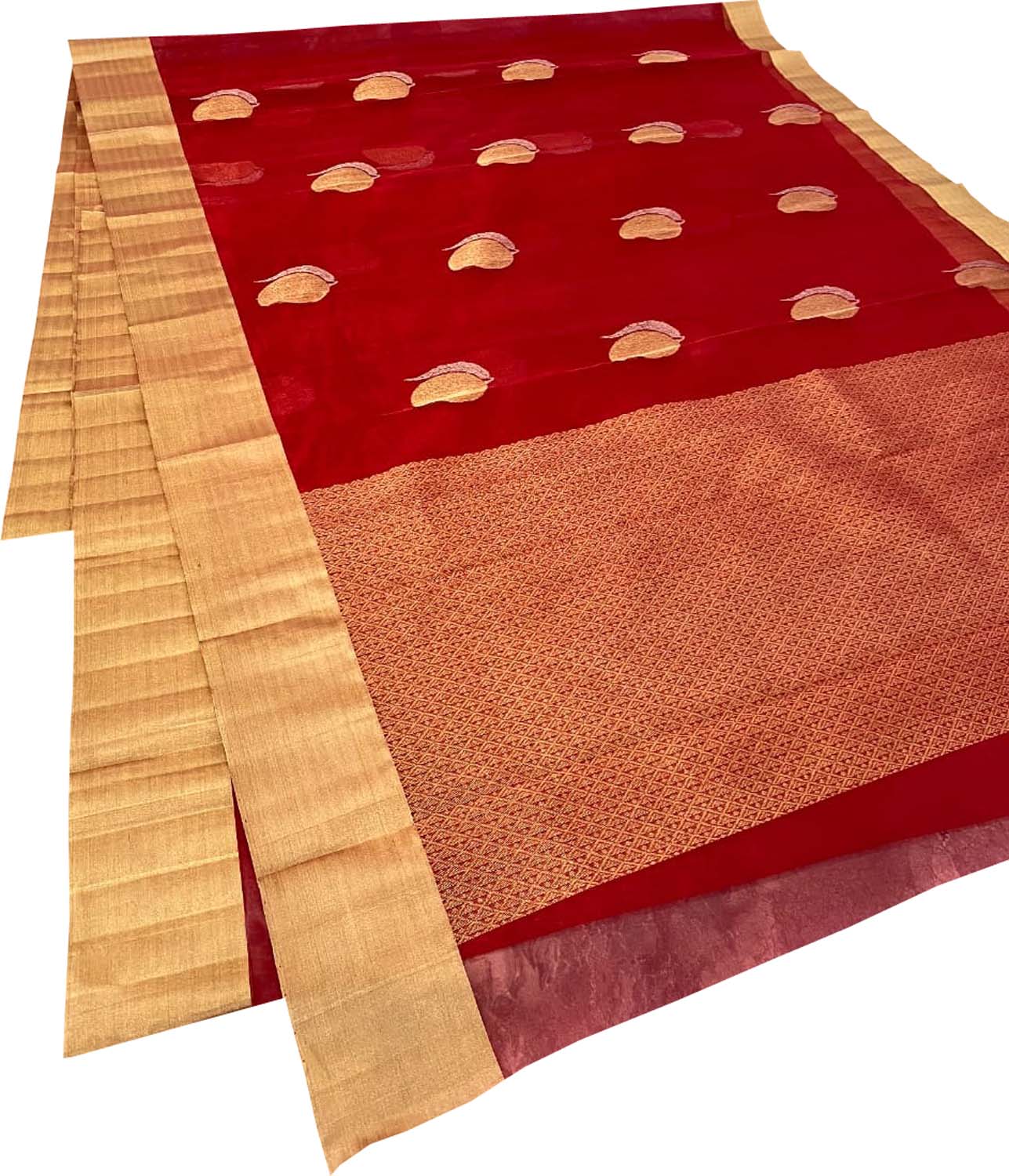 Exquisite Red Chanderi Handloom Silk Saree - Luxurion World