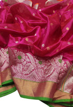 Stunning Pink Chanderi Silk Saree - Handloom Beauty - Luxurion World