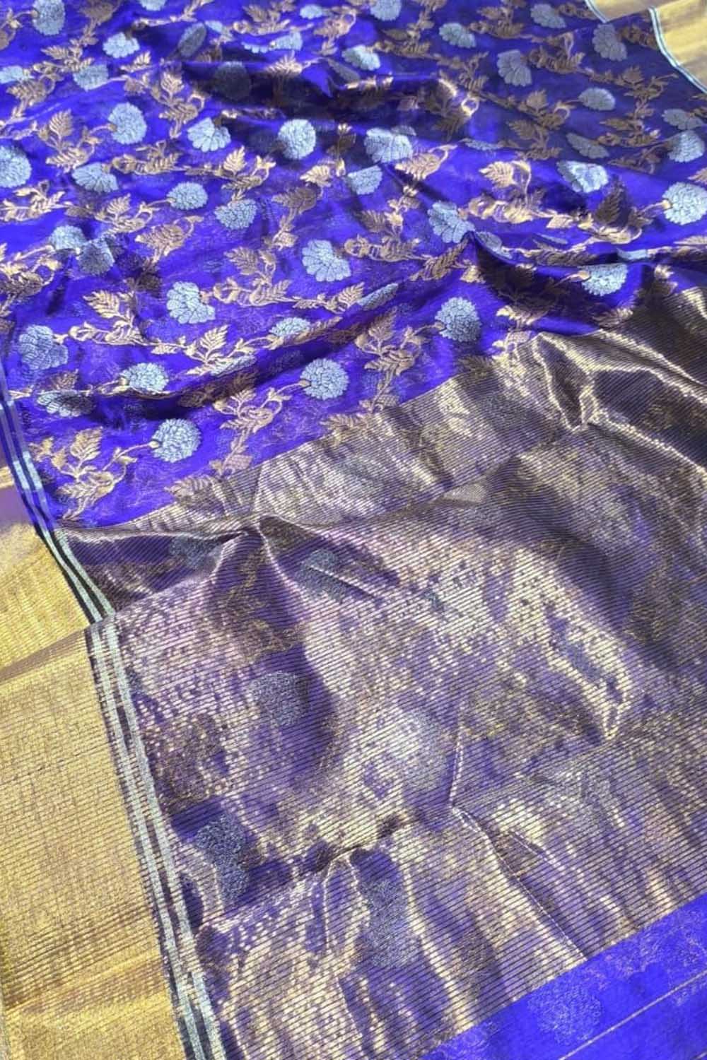 Exquisite Purple Chanderi Handloom Silk Saree - Luxurion World