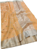 Orange Chanderi Handloom Pure Katan Silk Saree - Luxurion World