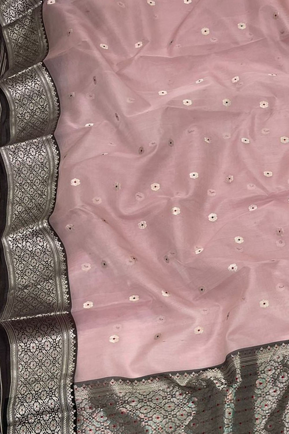Exquisite Pink Chanderi Handloom Katan Silk Saree - Luxurion World