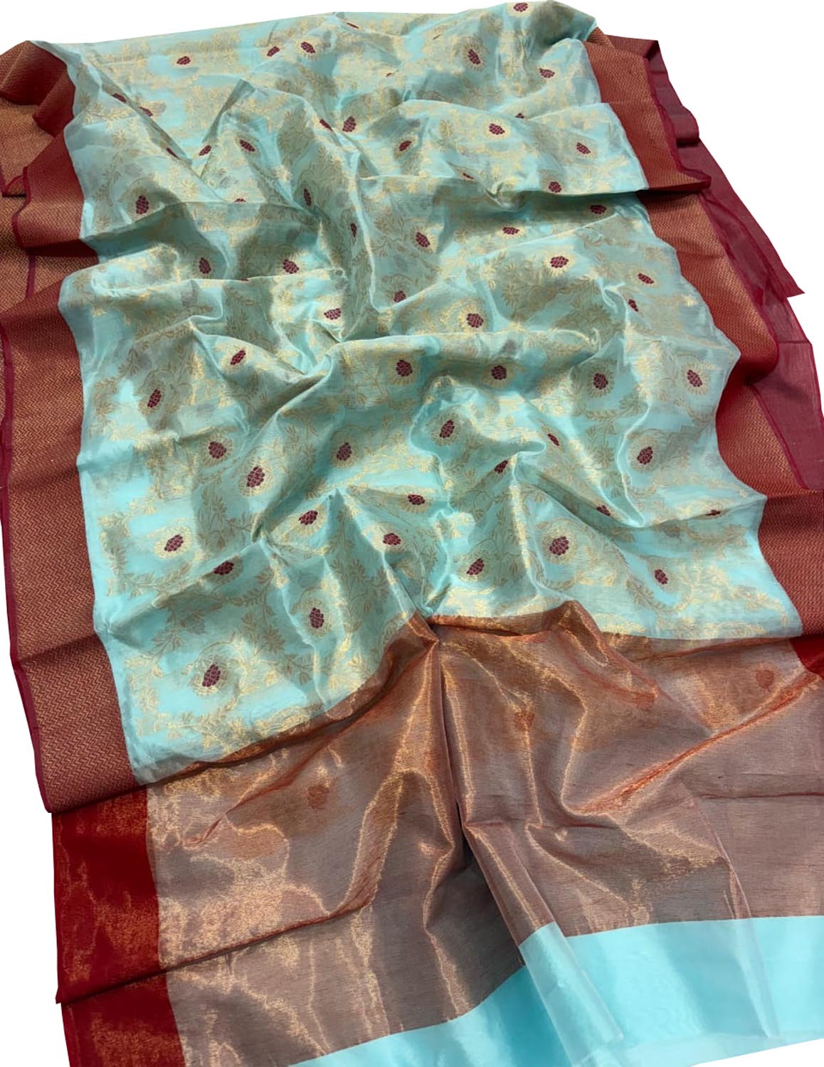 Blue Chanderi Handloom Silk Saree - Pure Elegance - Luxurion World