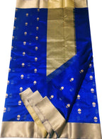 Blue Chanderi Handloom Silk Saree - Pure Elegance - Luxurion World