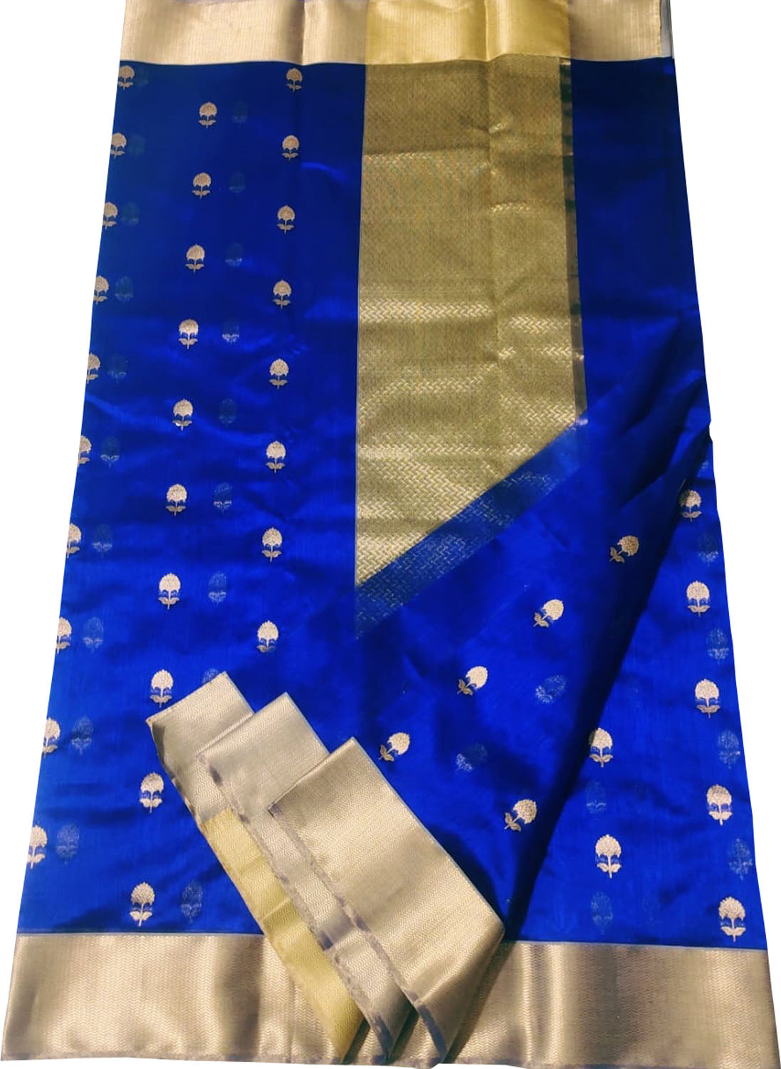 Blue Chanderi Handloom Silk Saree - Pure Elegance - Luxurion World