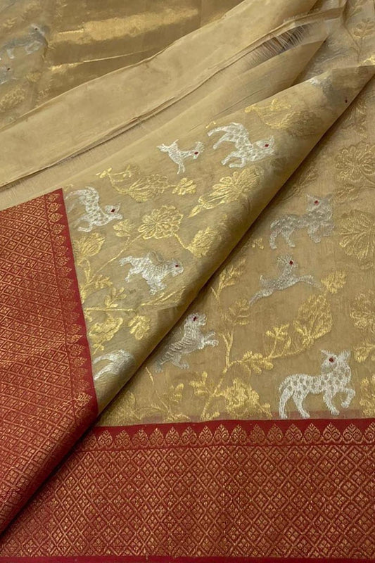 Pastel Chanderi Silk Saree: Handloom Elegance - Luxurion World