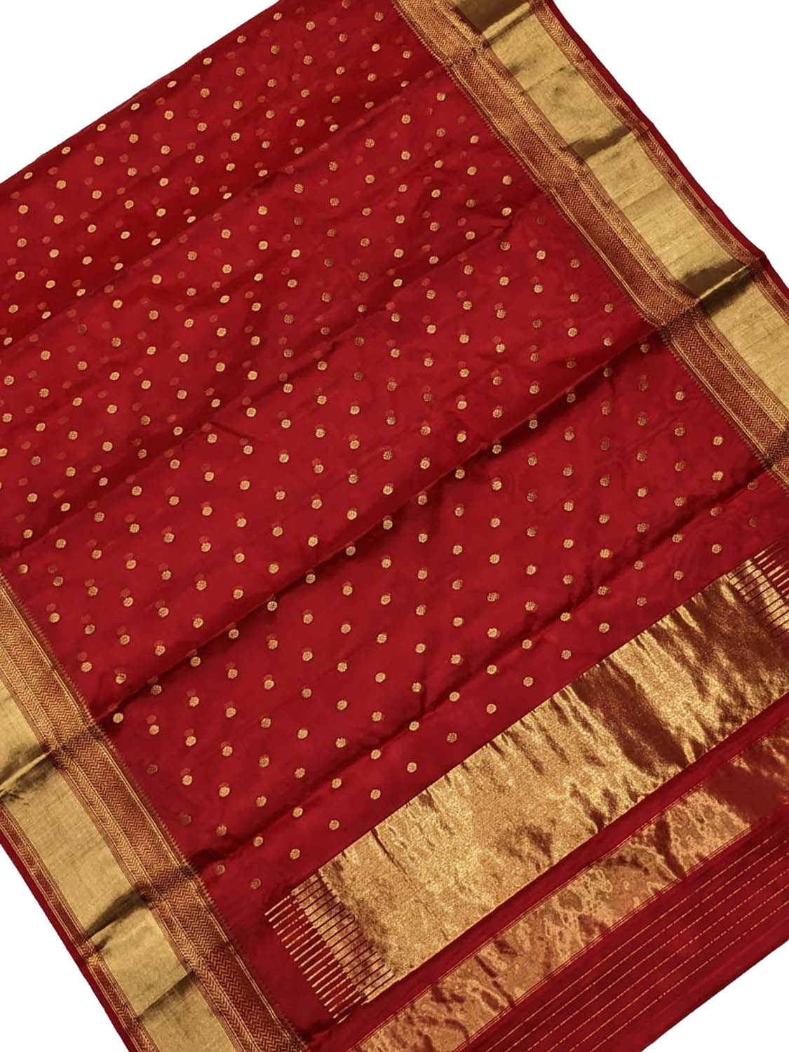 Exquisite Red Chanderi Handloom Silk Saree - Luxurion World