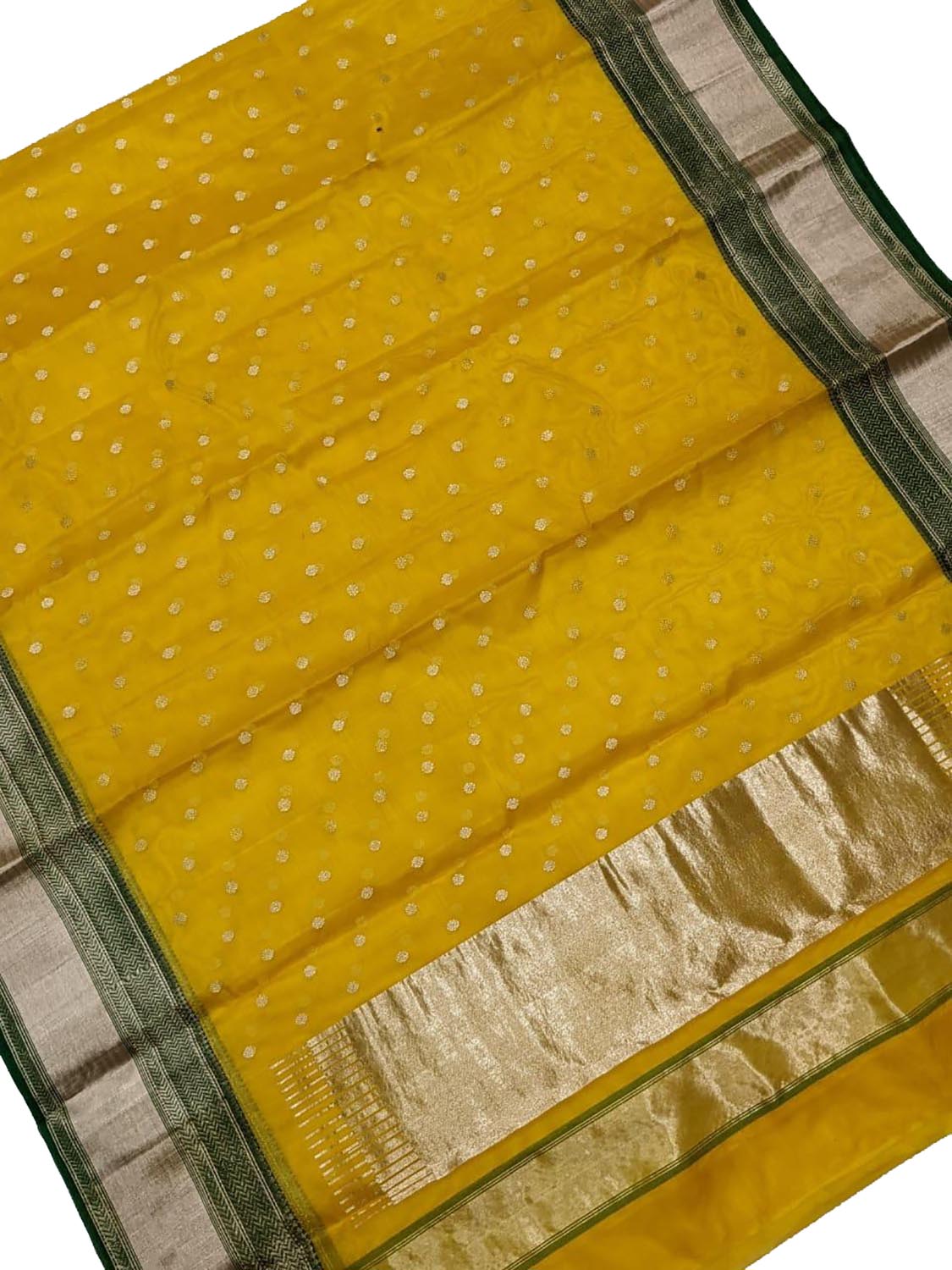 Yellow Chanderi Handloom Pure Katan Silk Saree - Luxurion World