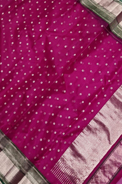 Elegant Pink Chanderi Silk Saree - Handloom Katan Silk - Luxurion World