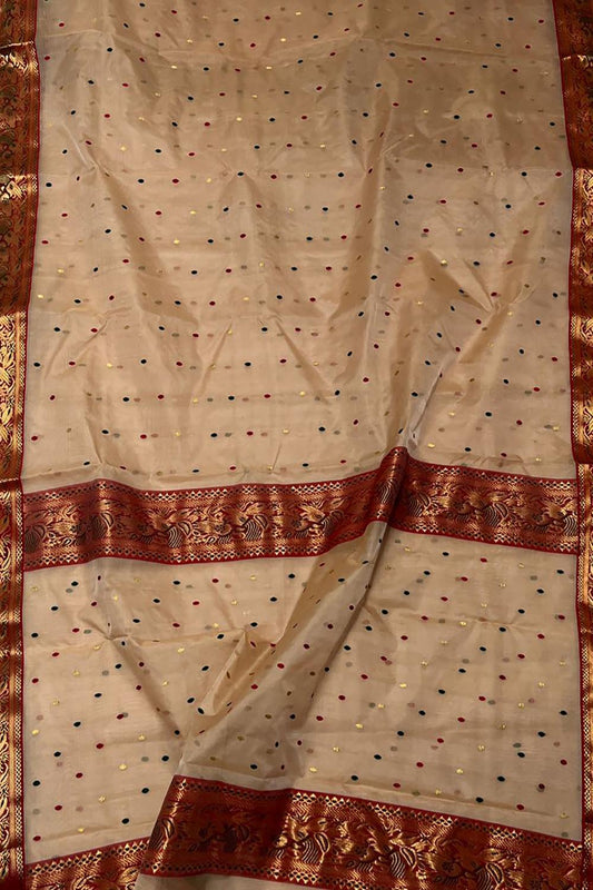 Pastel Chanderi Handloom Pure Katan Silk Saree - Luxurion World