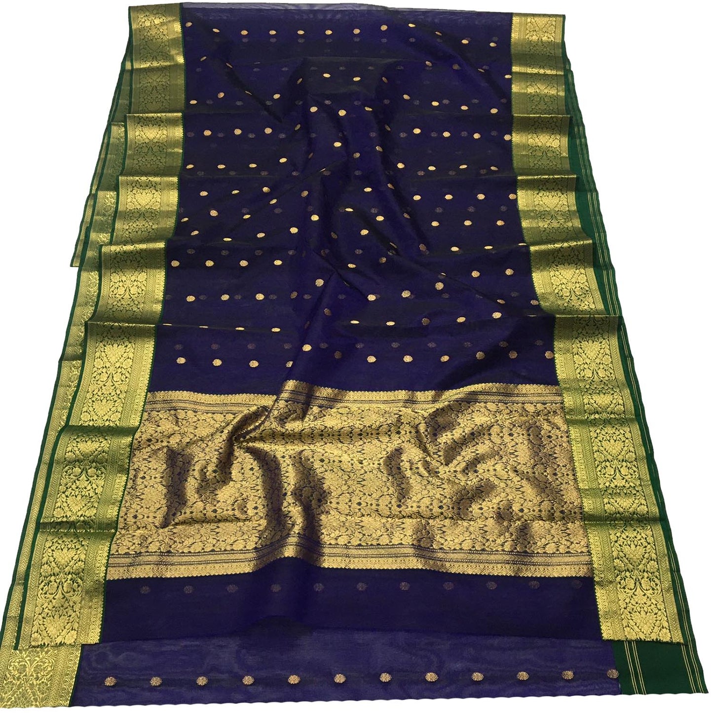 Blue Chanderi Handloom Katan Silk Saree - Luxurion World