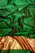 Ethically made Green Chanderi Silk Saree - Luxurion World