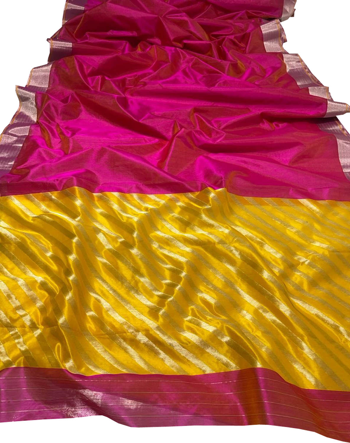 Beautiful Pink Handloom Chanderi Silk Saree - Luxurion World