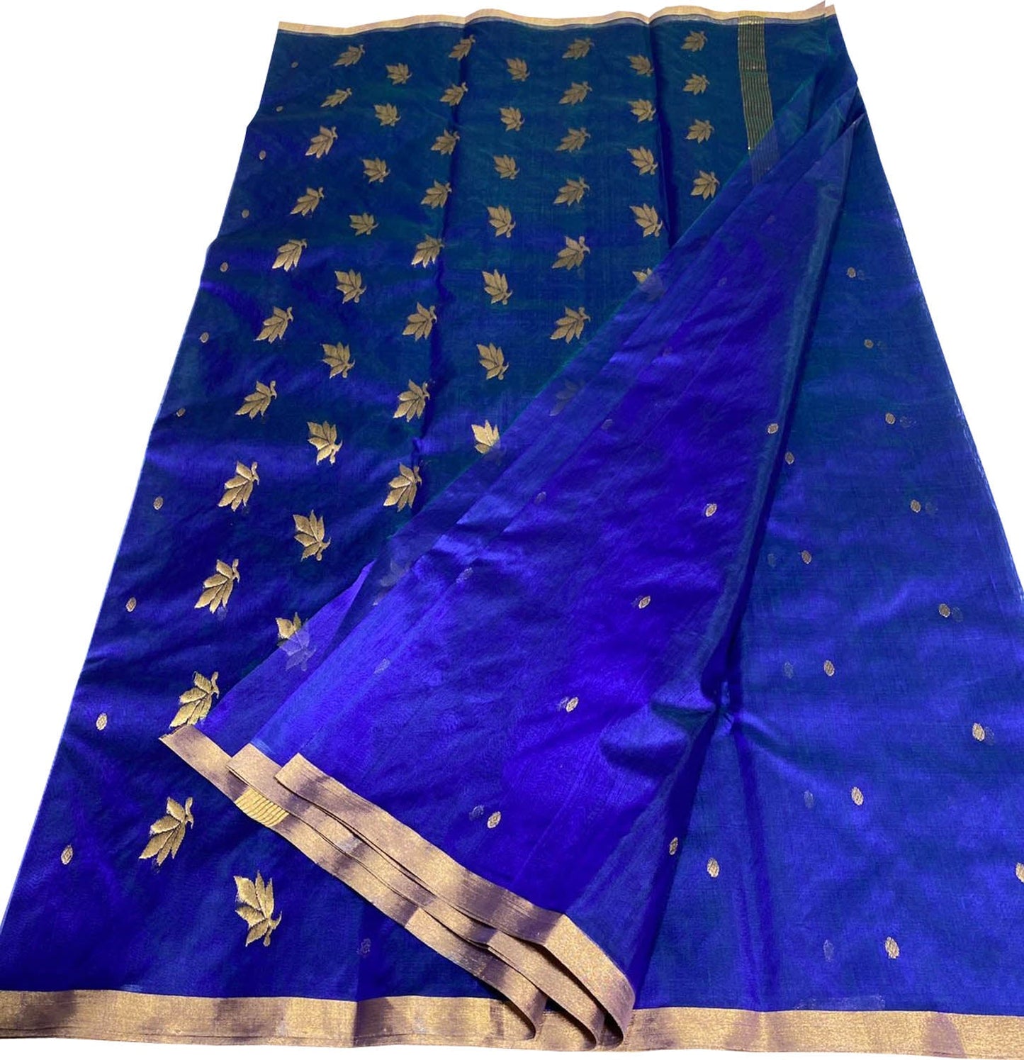 Blue Handloom Chanderi Silk Saree - Pure Elegance - Luxurion World