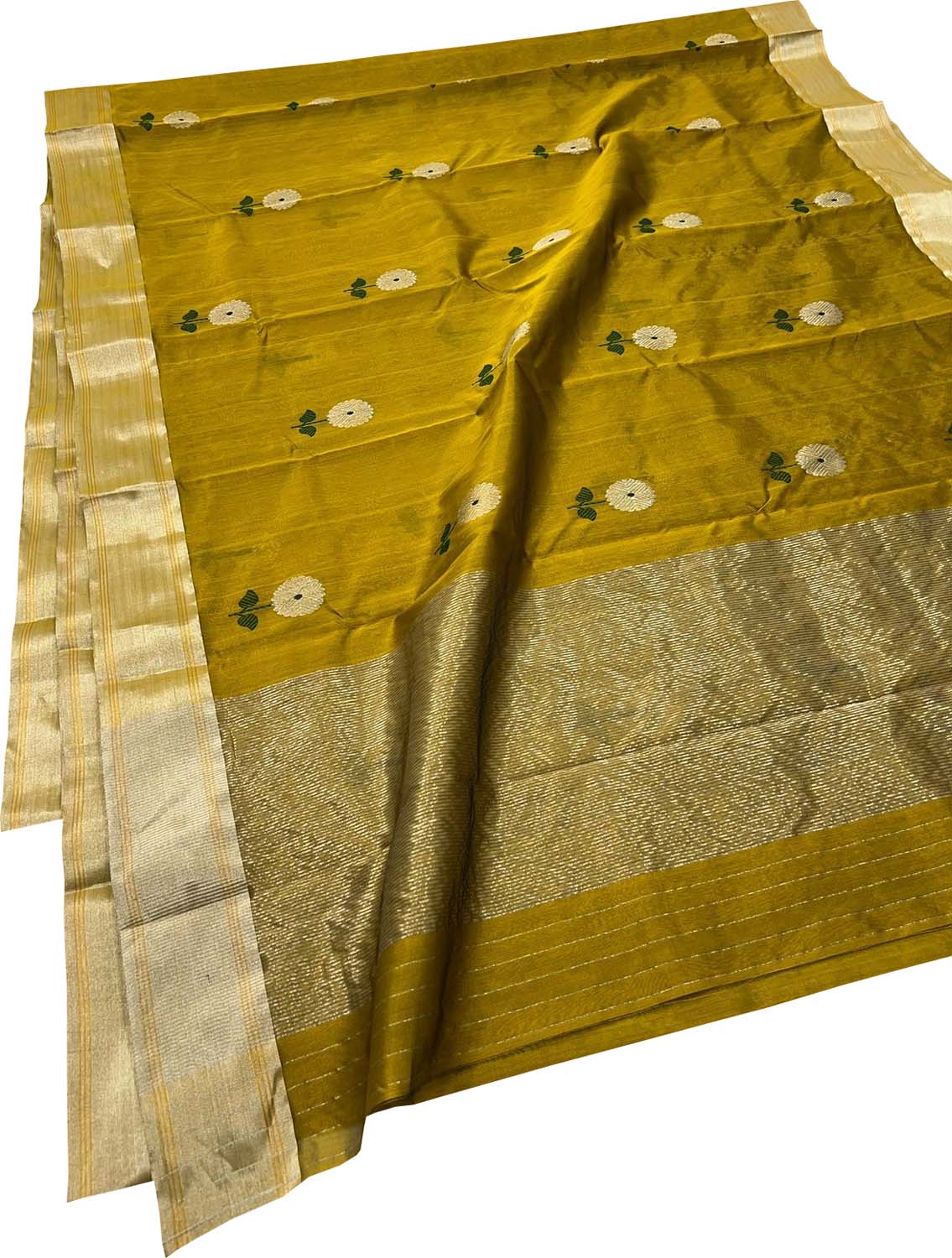 Golden Glow: Handloom Chanderi Pure Silk Saree - Luxurion World