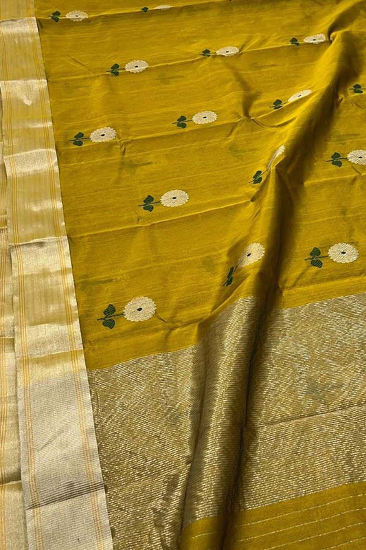 Golden Glow: Handloom Chanderi Pure Silk Saree - Luxurion World