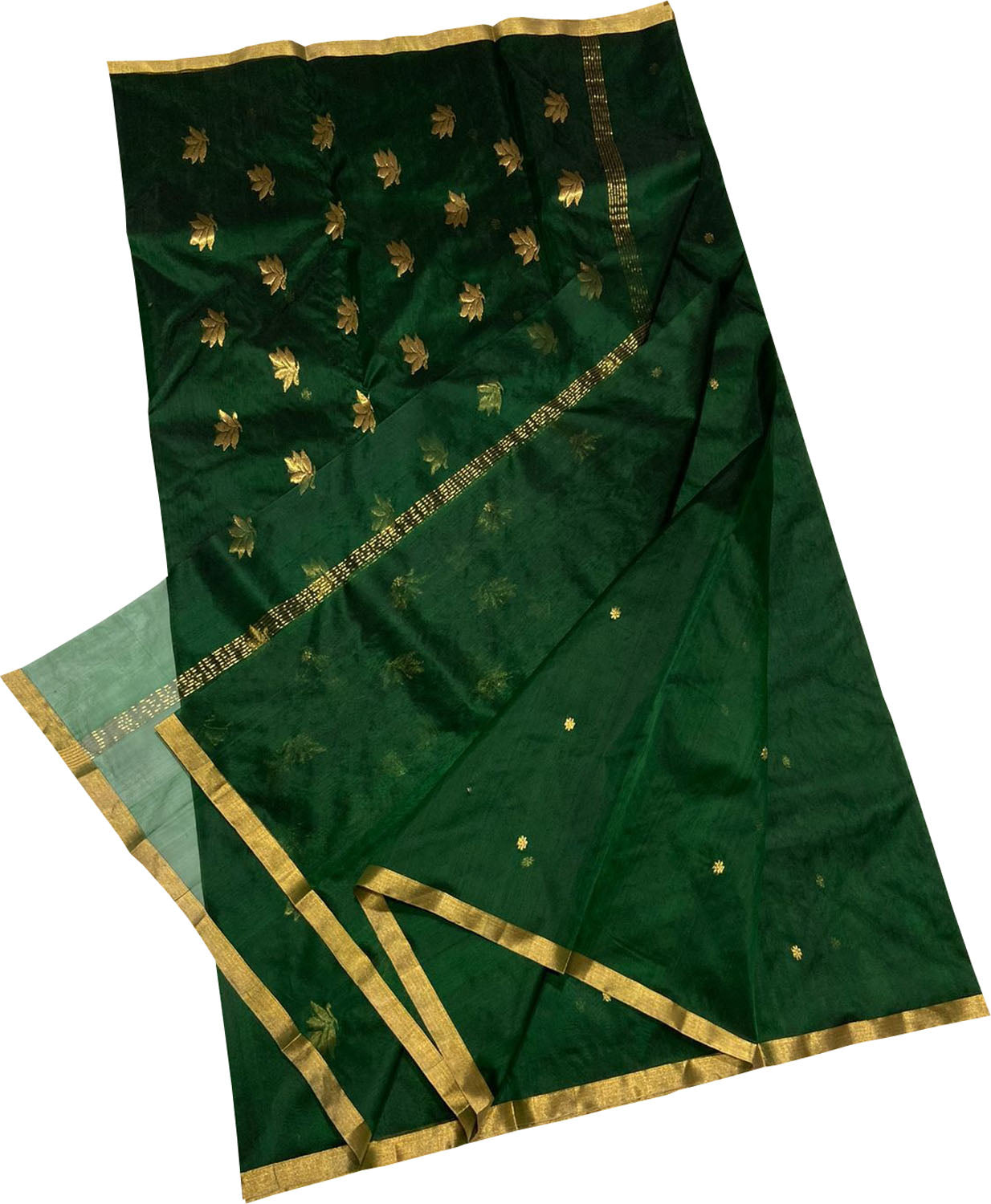 Ethically made Green Chanderi Silk Saree - Luxurion World