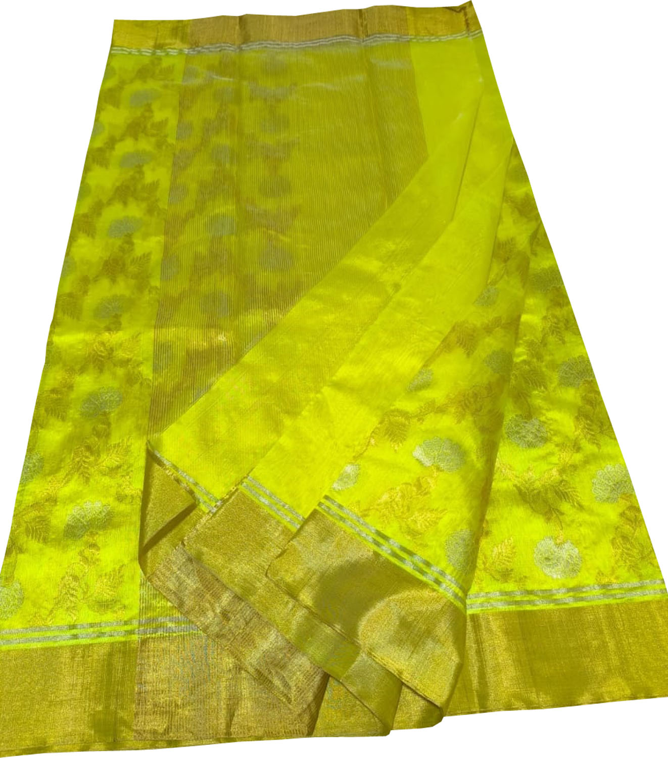 Yellow Chanderi Silk Saree: Handloom Elegance - Luxurion World