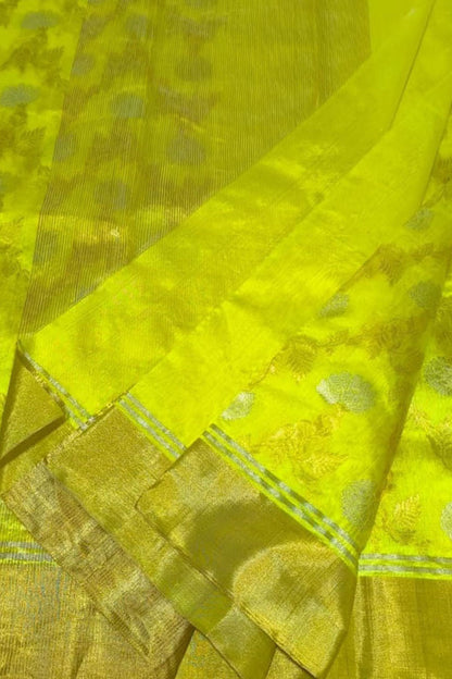 Yellow Chanderi Silk Saree: Handloom Elegance - Luxurion World